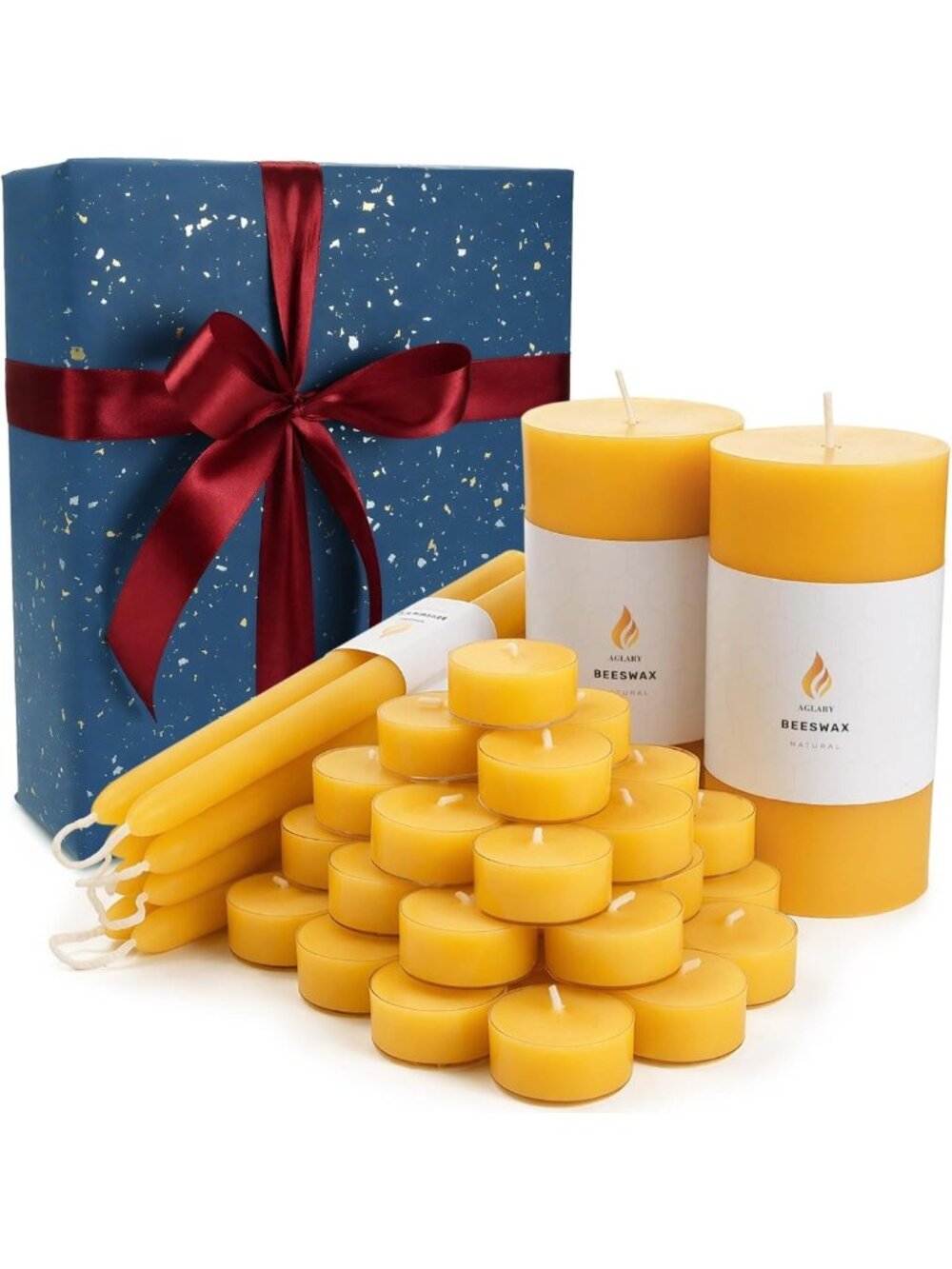 42PCS Sky Blue Beeswax Candle Set - Long-Lasting 320H Burn, Perfect Gift!
